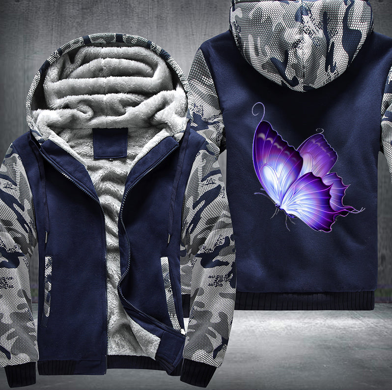 ART PURPLE BUTTERFLY Fleece Hoodies Jacket