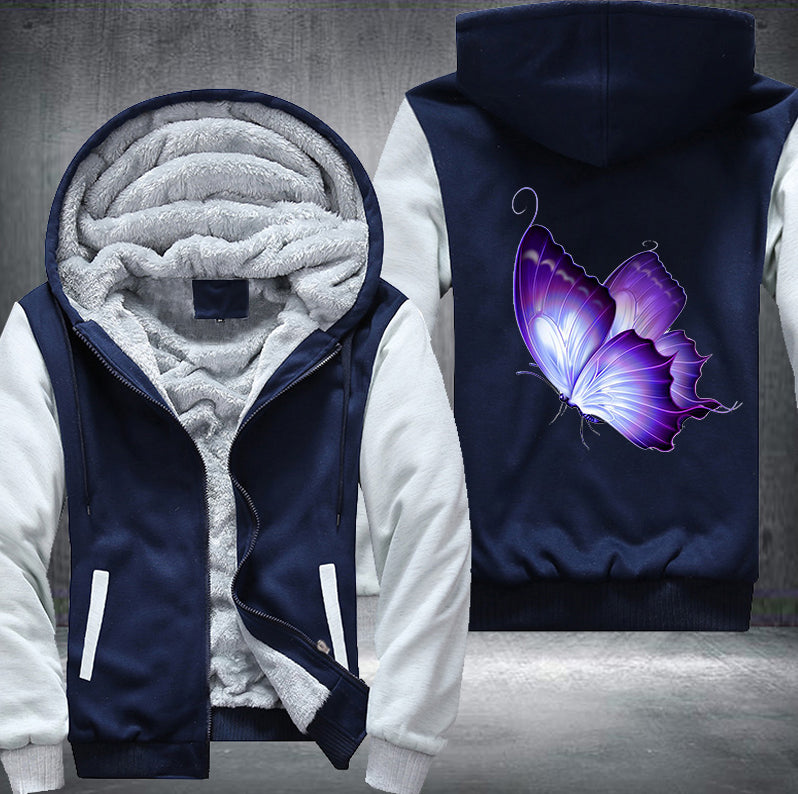 ART PURPLE BUTTERFLY Fleece Hoodies Jacket