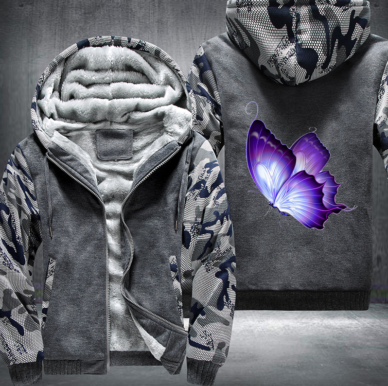 ART PURPLE BUTTERFLY Fleece Hoodies Jacket