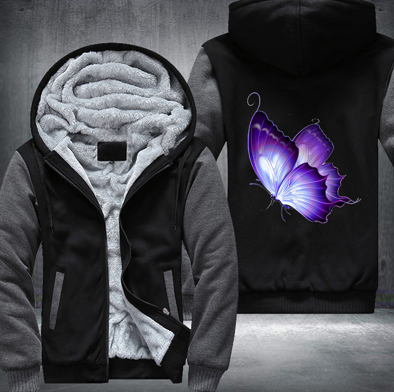 ART PURPLE BUTTERFLY Fleece Hoodies Jacket