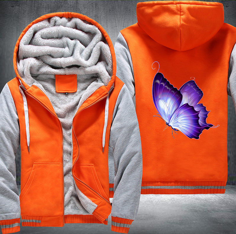 ART PURPLE BUTTERFLY Fleece Hoodies Jacket
