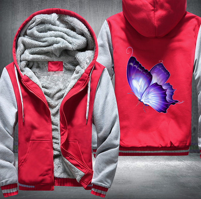 ART PURPLE BUTTERFLY Fleece Hoodies Jacket