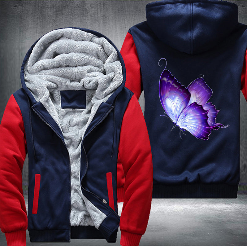 ART PURPLE BUTTERFLY Fleece Hoodies Jacket