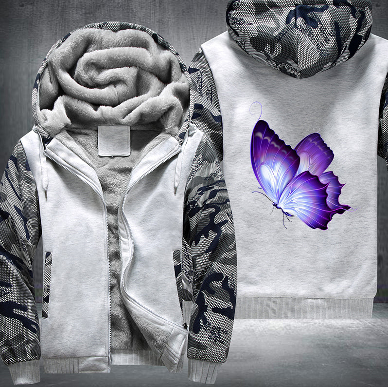 ART PURPLE BUTTERFLY Fleece Hoodies Jacket