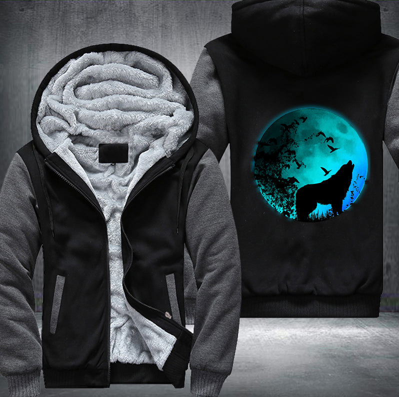 MOON NIGHT WOLF Fleece Hoodies Jacket