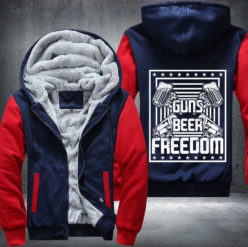 GUNS BEER FREEDOM Fleece Hoodies Jacket