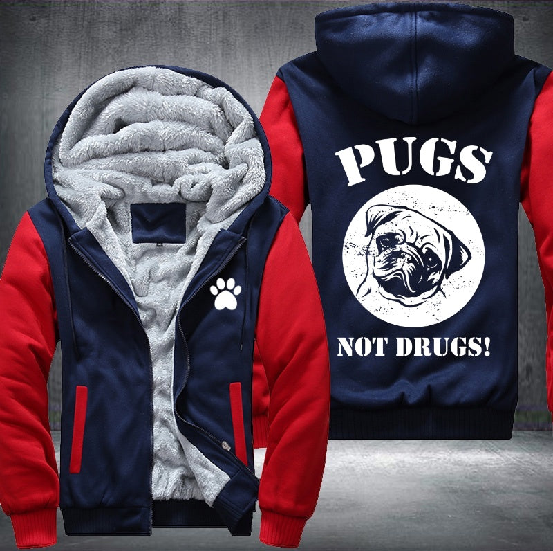 PUGS NOT DRUGS Fleece Hoodies Jacket