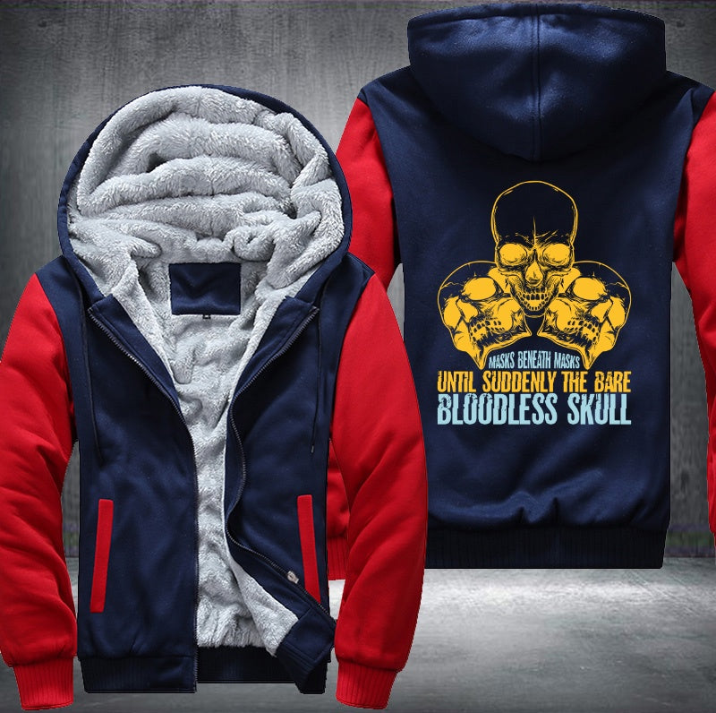 Masks beneath masks until suddenly the bare bloodless skull Fleece Hoodies Jacket