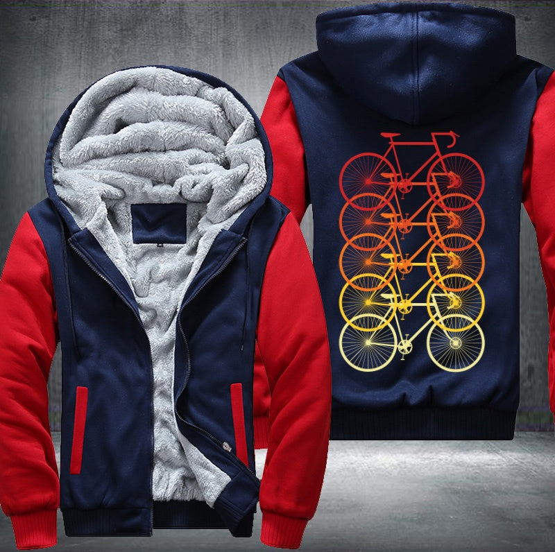 Colorful bicycle Fleece Hoodies Jacket