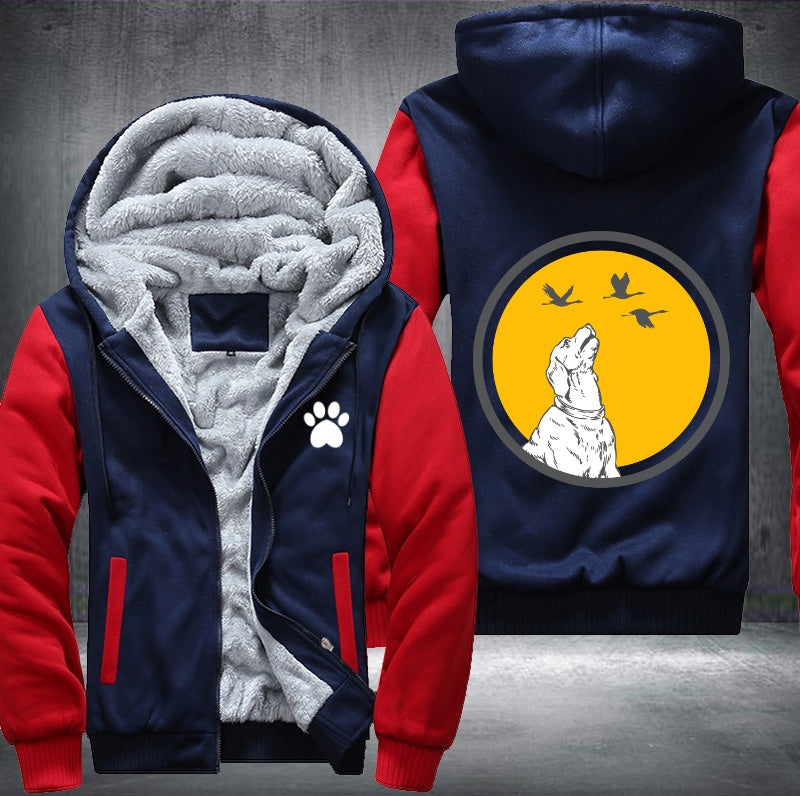 Dog looking to the sky Fleece Hoodies Jacket