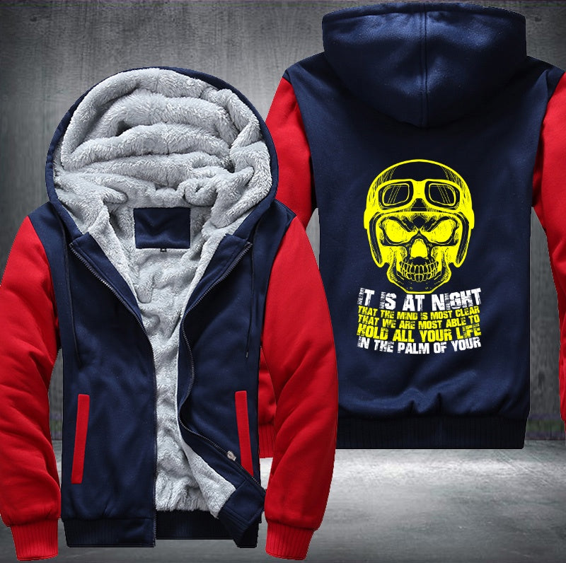 Skull It Is At Night Fleece Hoodies Jacket