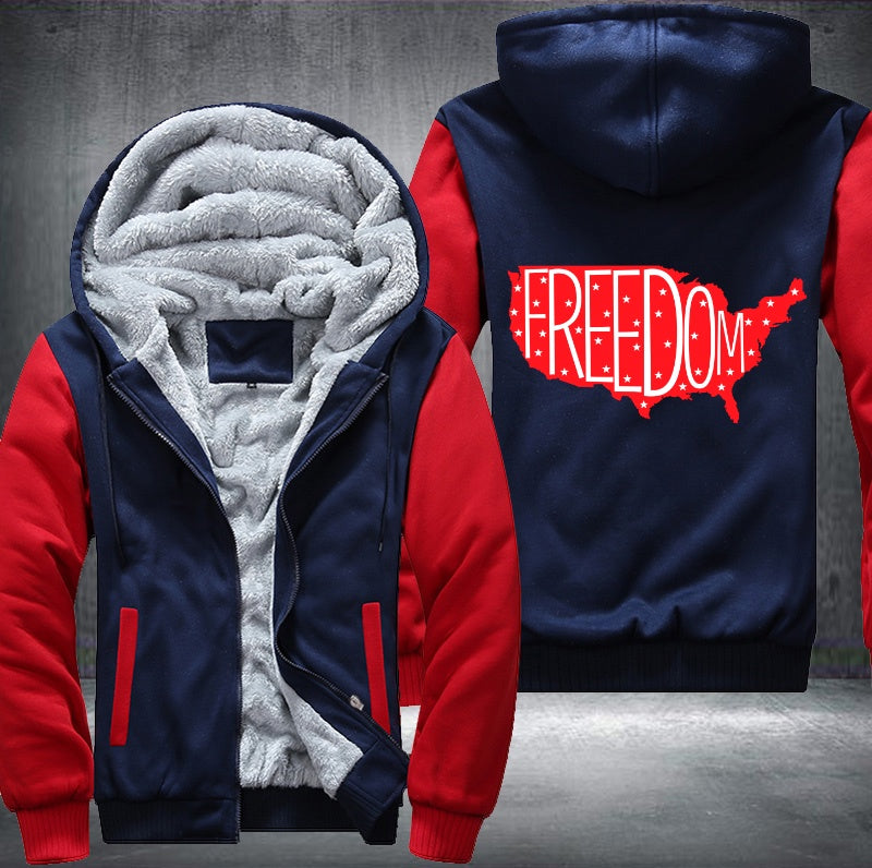 FREEDOM US RED MAP Fleece Hoodies Jacket