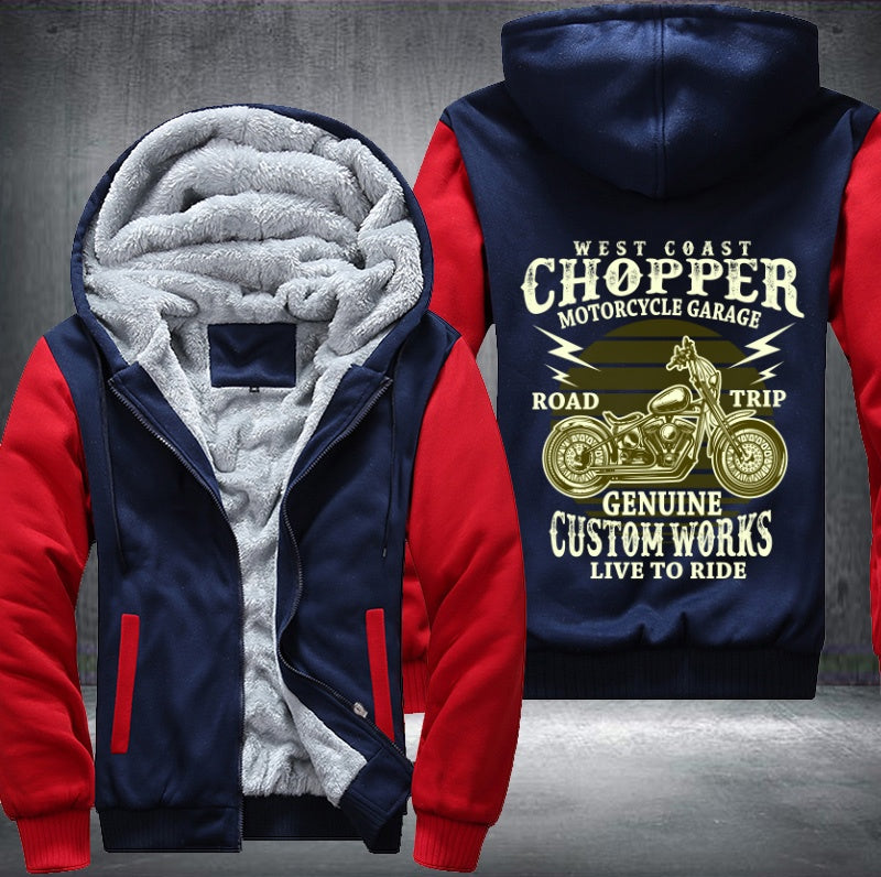West coast chopper motorcycle garage Fleece Hoodies Jacket