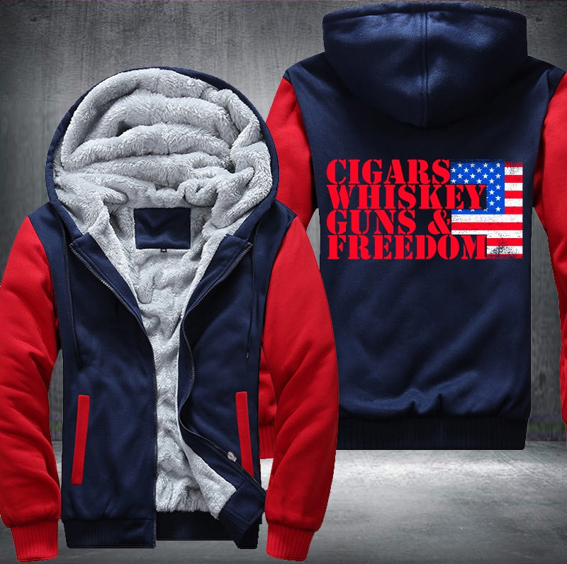 CIGARS WHISKEY GUNS & FREEDOM Fleece Hoodies Jacket
