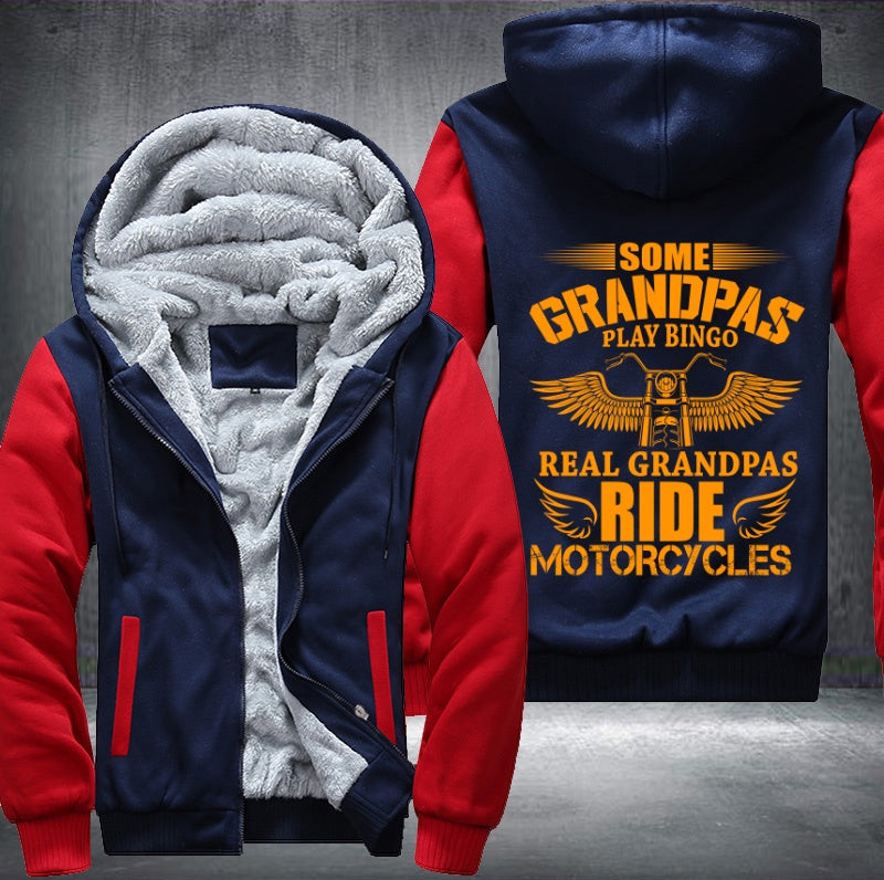 Some grandpas play bingo real grandpas ride motorcycles Fleece Hoodies Jacket