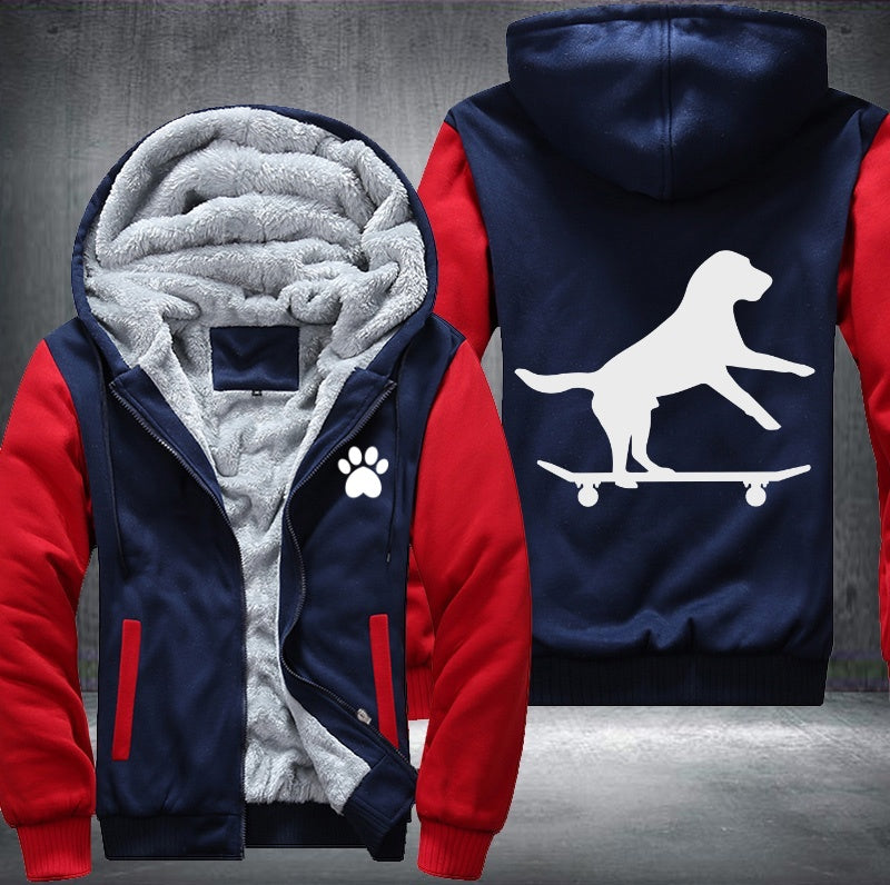 skateboarding Dog  Fleece Hoodies Jacket