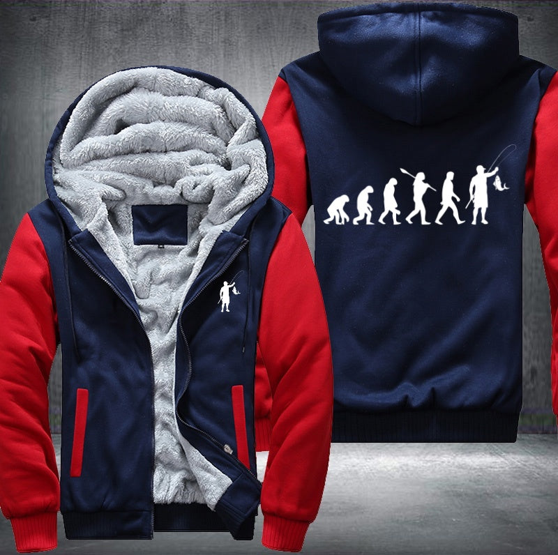 Human evolution Fishing Fleece Hoodies Jacket