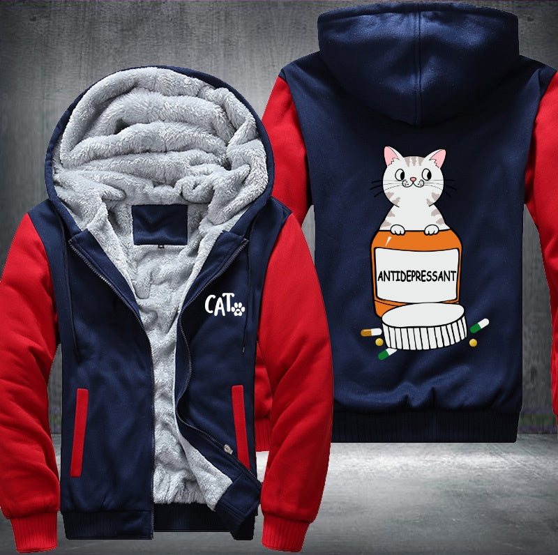CAT ANTIDEPRESSANT Fleece Hoodies Jacket