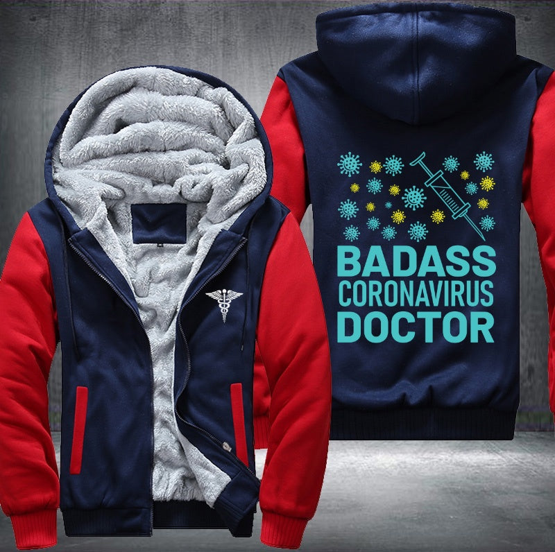 Badass coronavirus doctor Fleece Hoodies Jacket