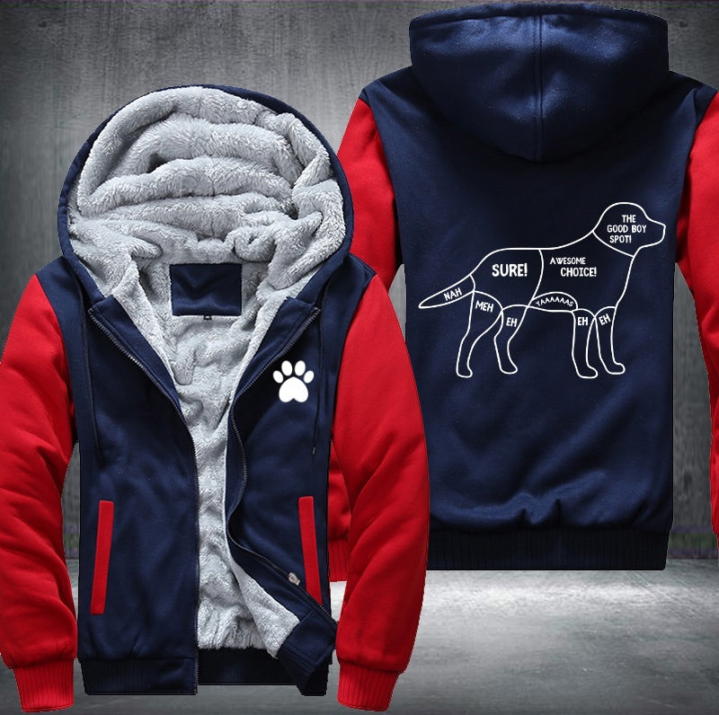 Dog body the good boy spot Fleece Hoodies Jacket