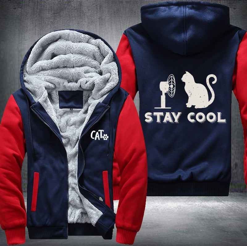 CAT STAY COOL Fleece Hoodies Jacket