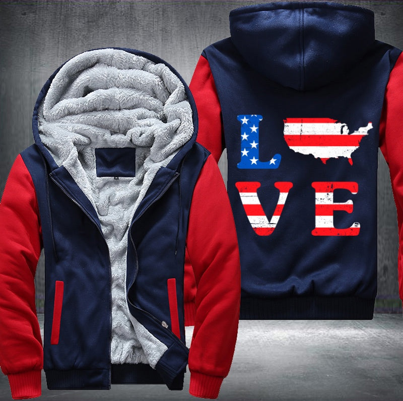 LOVE AMERICA Fleece Hoodies Jacket