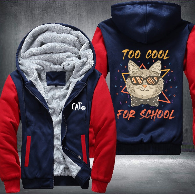 CAT TOO COOL FOR SCHOOL Fleece Hoodies Jacket