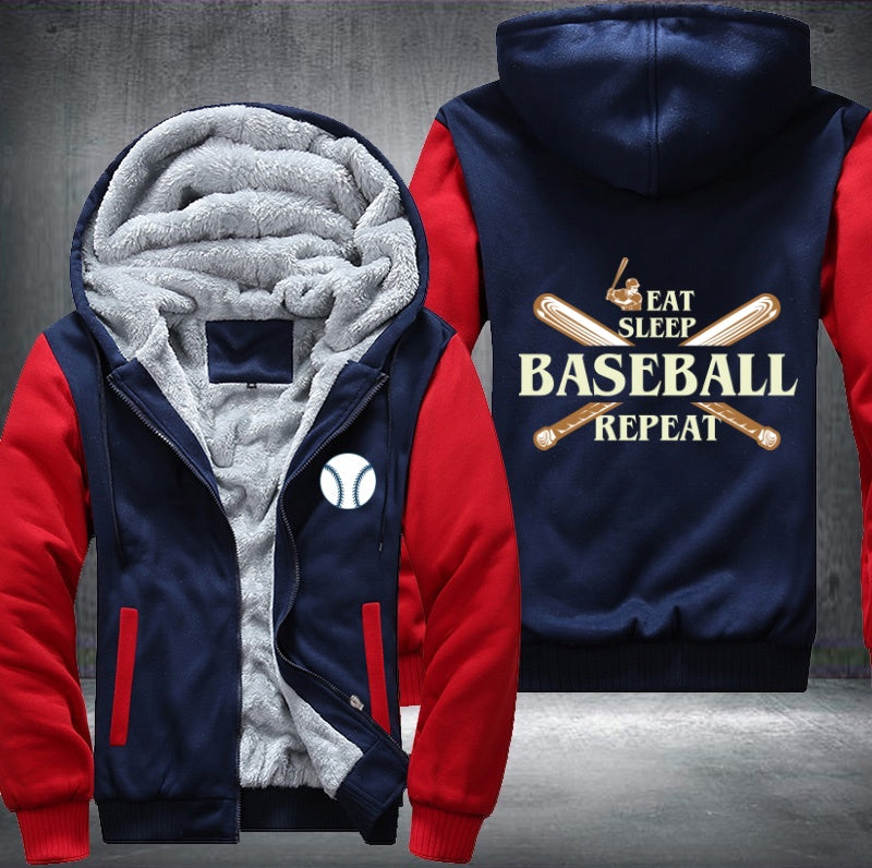 Eat sleep baseball repeat Fleece Hoodies Jacket