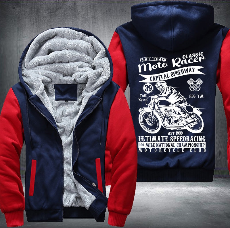 Flat track moto classic racer Fleece Hoodies Jacket