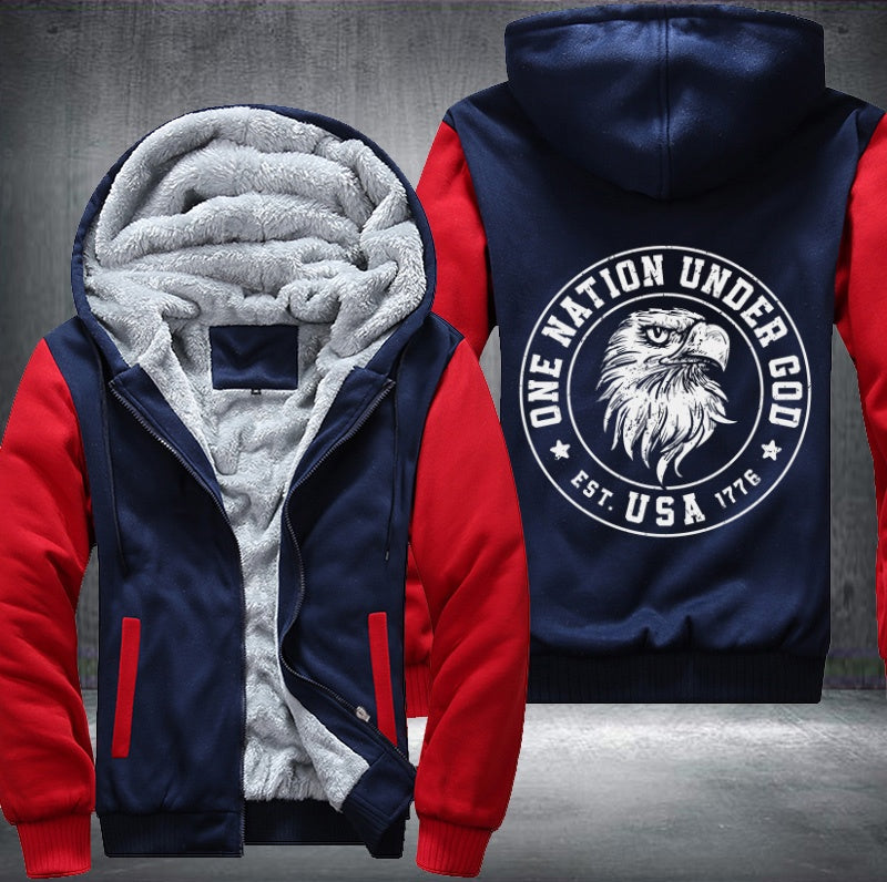 ONE NATION UNDER GOD EST. USA 1776 Fleece Hoodies Jacket