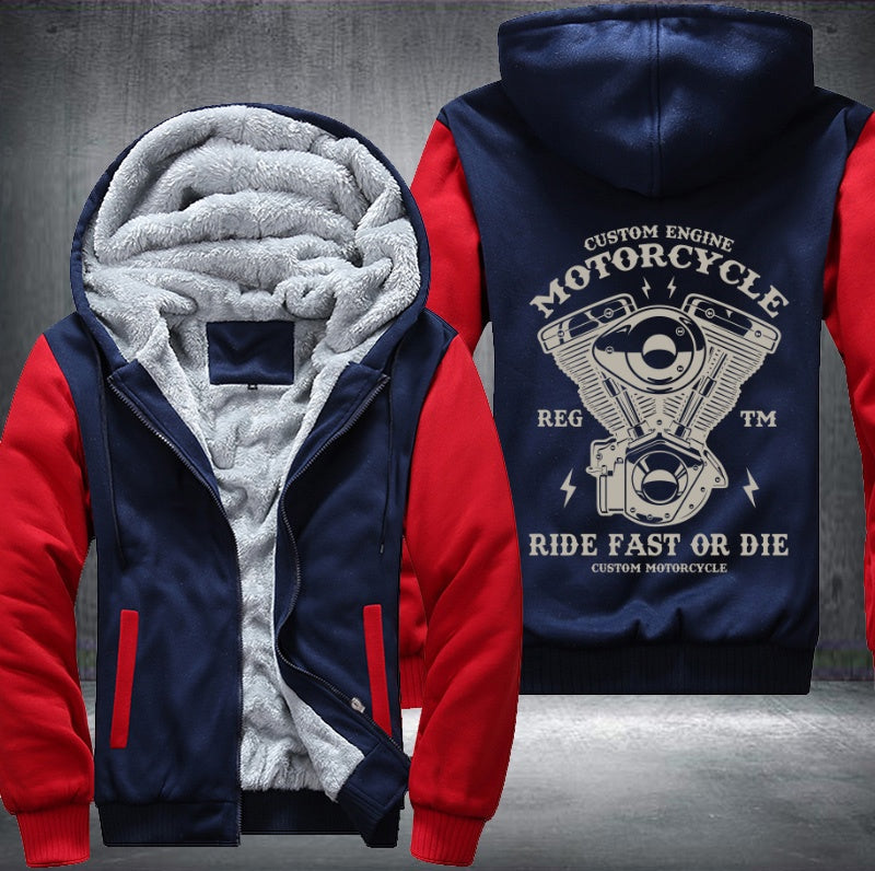 Custom engine motorcycle Fleece Hoodies Jacket