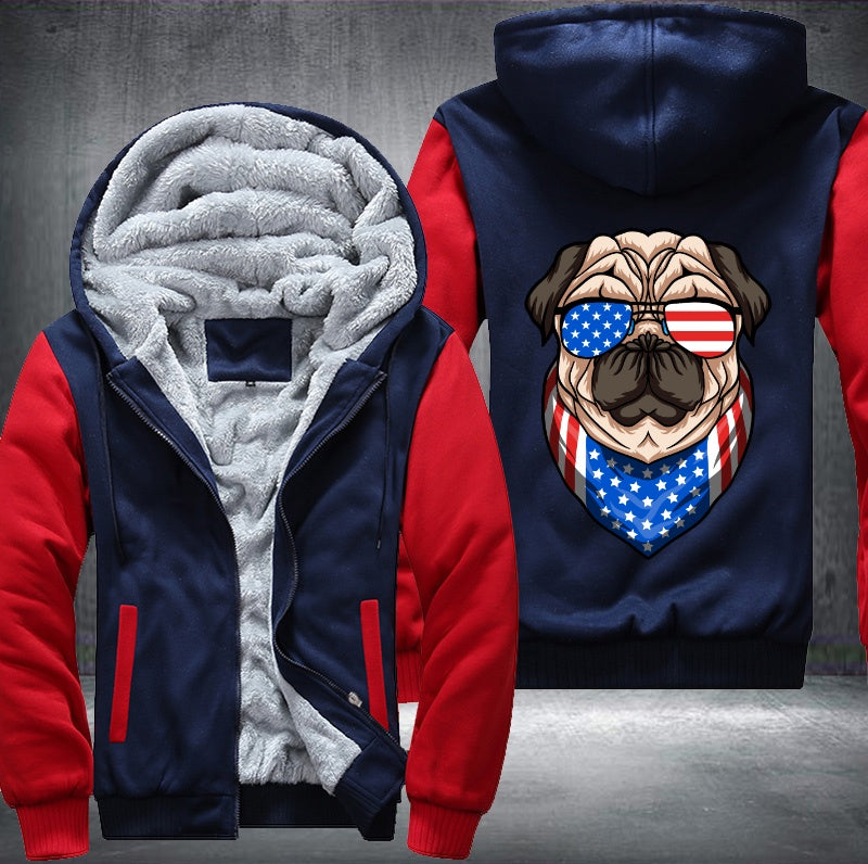 American PUG DOG Fleece Hoodies Jacket