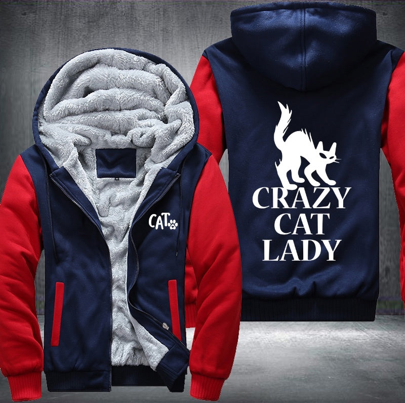 CRAZY CAT LADY Fleece Hoodies Jacket