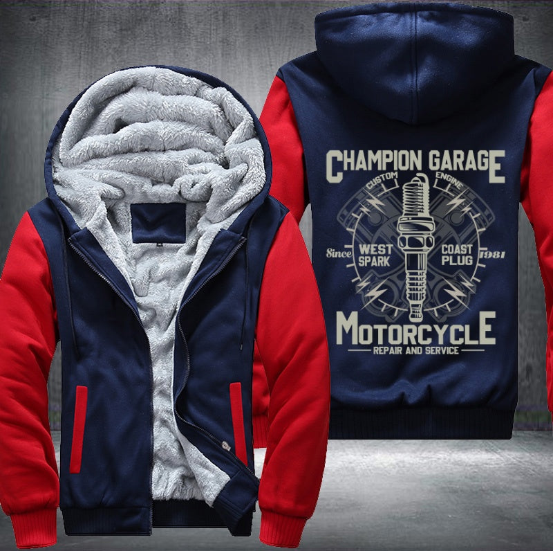 Champion Garage motorcycle repair and service Fleece Hoodies Jacket