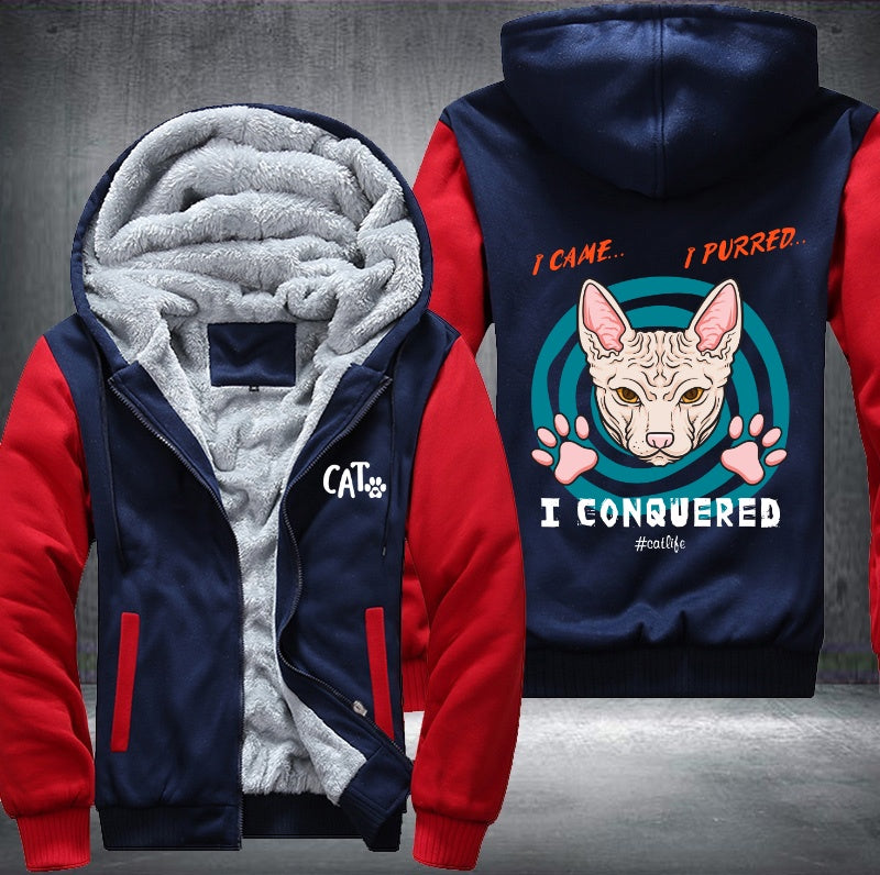 I CAME I PURRED I CONQUERED CAT Fleece Hoodies Jacket