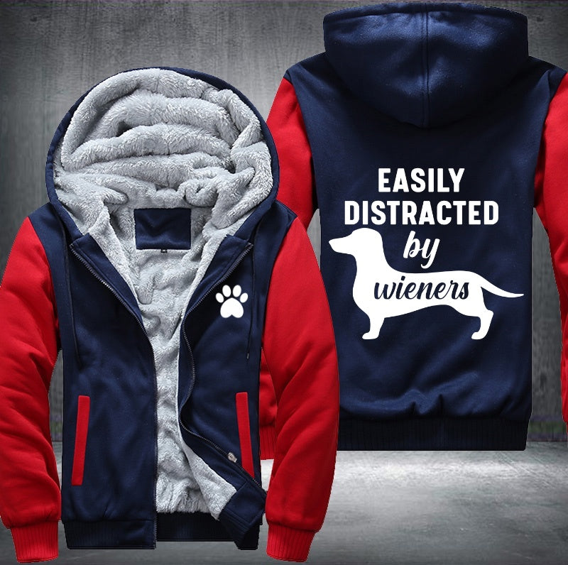 Easily distracted by wieners Fleece Hoodies Jacket