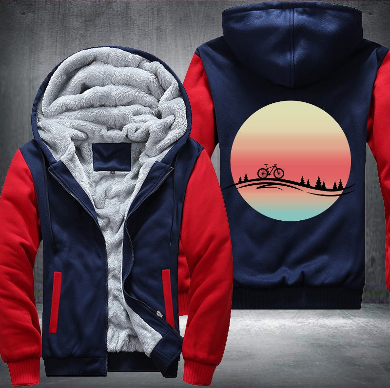 Bicycle Sunset Fleece Hoodies Jacket