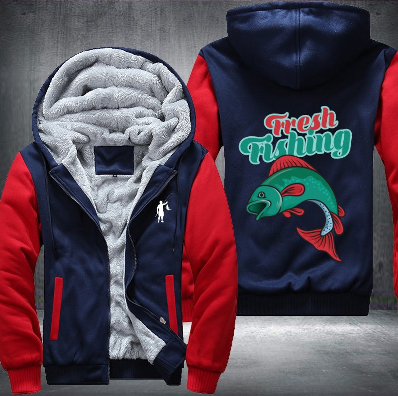 Fresh Fishing Fleece Hoodies Jacket