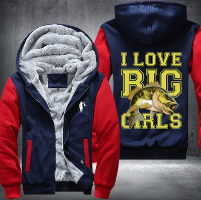 Fishing I love big girls Fleece Hoodies Jacket