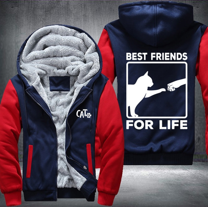 CAT BEST FRIENDS FOR LIFE Fleece Hoodies Jacket