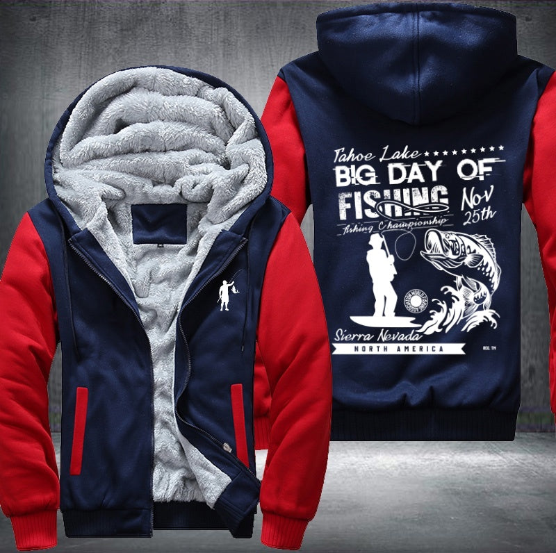 Tahoe lake big day of fishing Fleece Hoodies Jacket