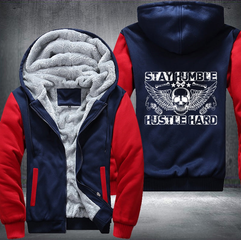 Skull Stay Humble Hustle Hard Fleece Hoodies Jacket
