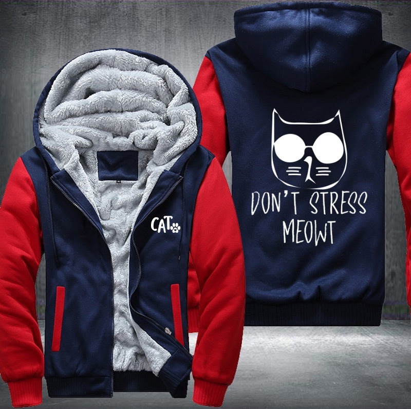 DON'T STRESS MEOWT Fleece Hoodies Jacket