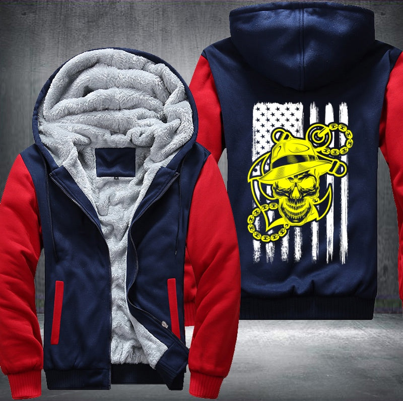 Yellow Skull USA Fleece Hoodies Jacket