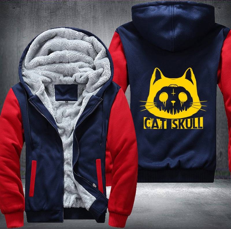 Cat Skull Fleece Hoodies Jacket