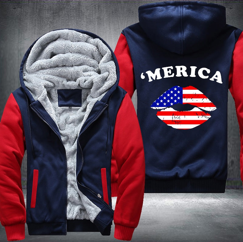 'MERICA KISS Fleece Hoodies Jacket
