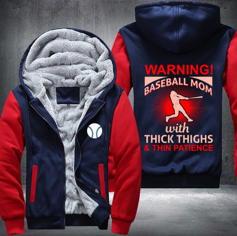 Warning Baseball Mom Fleece Hoodies Jacket
