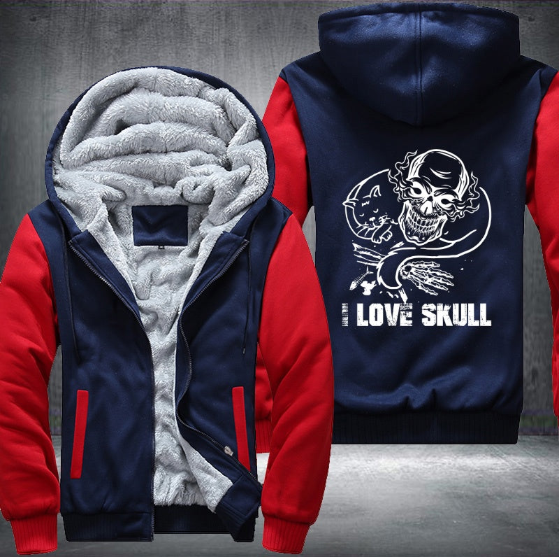 I Love Skull Fleece Hoodies Jacket