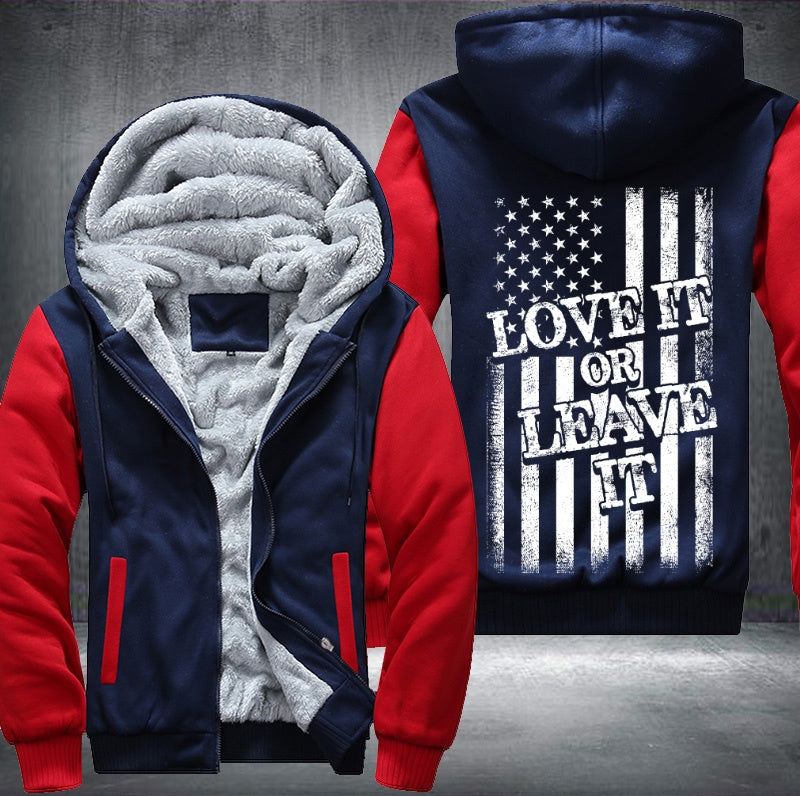 LOVE IT OR LEAVE IT US FLAG Fleece Hoodies Jacket