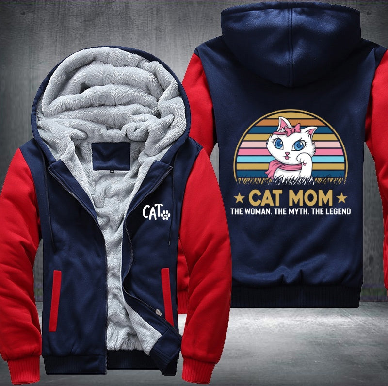 CAT MOM THE WOMAN THE MYTH THE LEGEND Fleece Hoodies Jacket